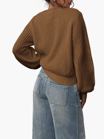 Damen Strickpullover mit Rundhalsausschnitt – Modischer Freizeit-Look für Alltag und Büro