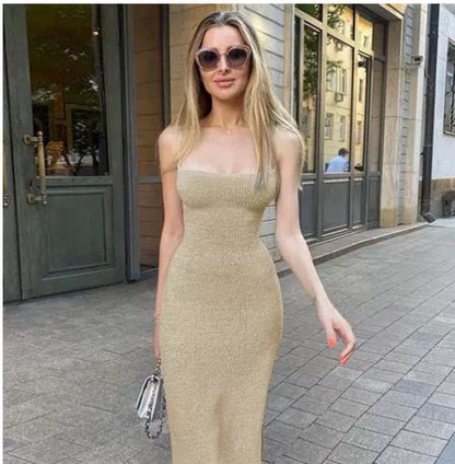 Damen Bodycon Strickkleid ärmellos – Elegantes Midi Sommerkleid für moderne Streetwear und Freizeit