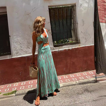 Katie – Langes Rückenausschnitt-Kleid mit Neckholder