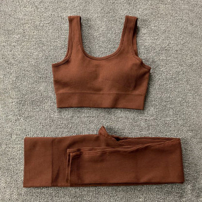 Kim – 2-teiliges nahtloses Yogaset mit sportlichem Hochbund und Bauchhebendem BH