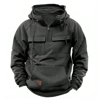Men's Winter Hoodie with Zipper – Comfortable Military Style for Outdoor & Leisure