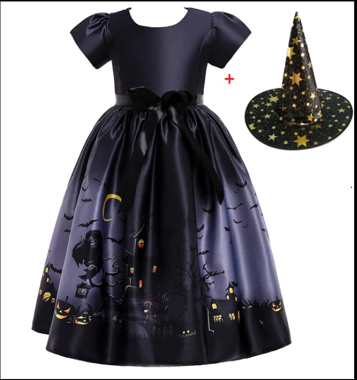 Pamela – Halloween Prinzessinnenkleid mit Halloween-Druck