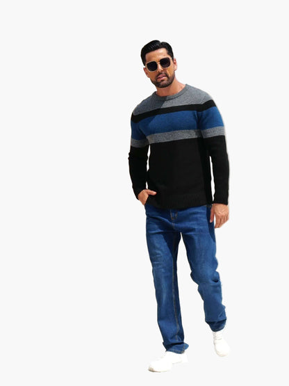 Men's Sweater with Stripe Pattern – Modern Casual Look for Autumn and Winter