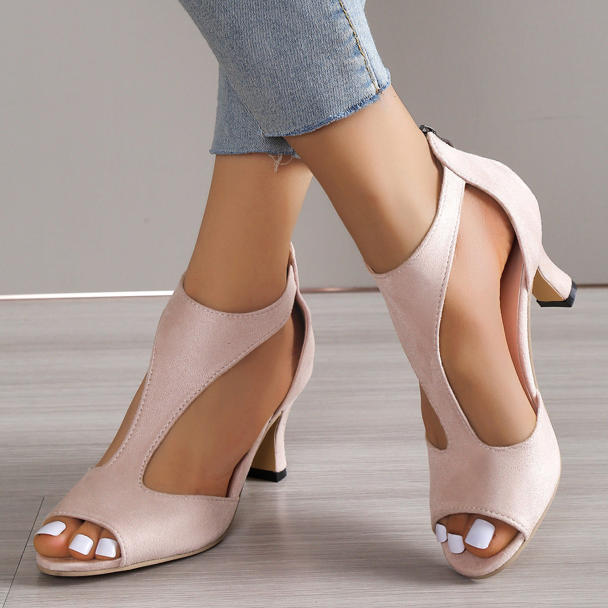 Julie – Peep-Toe Sandalen mit Reißverschluss