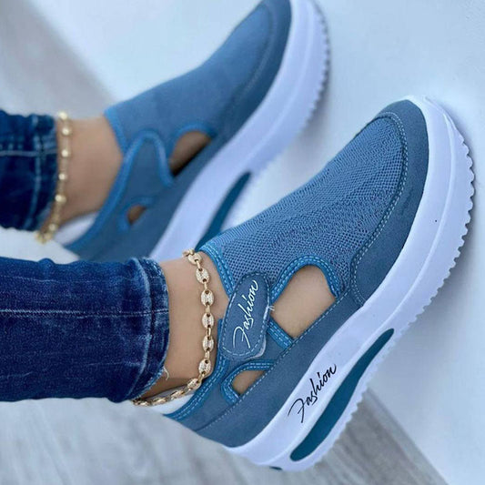 Damen Komfort Slip-On Mesh Plateau Sneaker – Modische Freizeitschuhe für Alltag, Gehen & Reisen