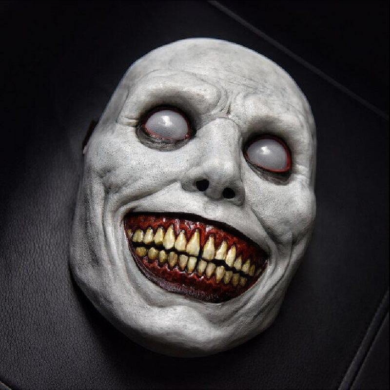 Halloween latex mask demon with white eyes – unisex horror costume for spooky parties