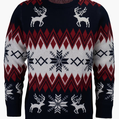 Men's Christmas Sweater with Reindeer and Snowflake Design – Classic Winter Style for Festive Occasions