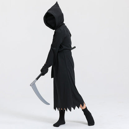 Halloween Children's Grim Reaper Costume with Scythe – Unisex Horror Outfit for Halloween Parties