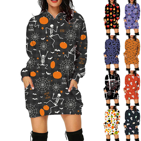 Women's Halloween Hoodie Dress – Funny Costume for Party, Decoration & Trick-or-Treat