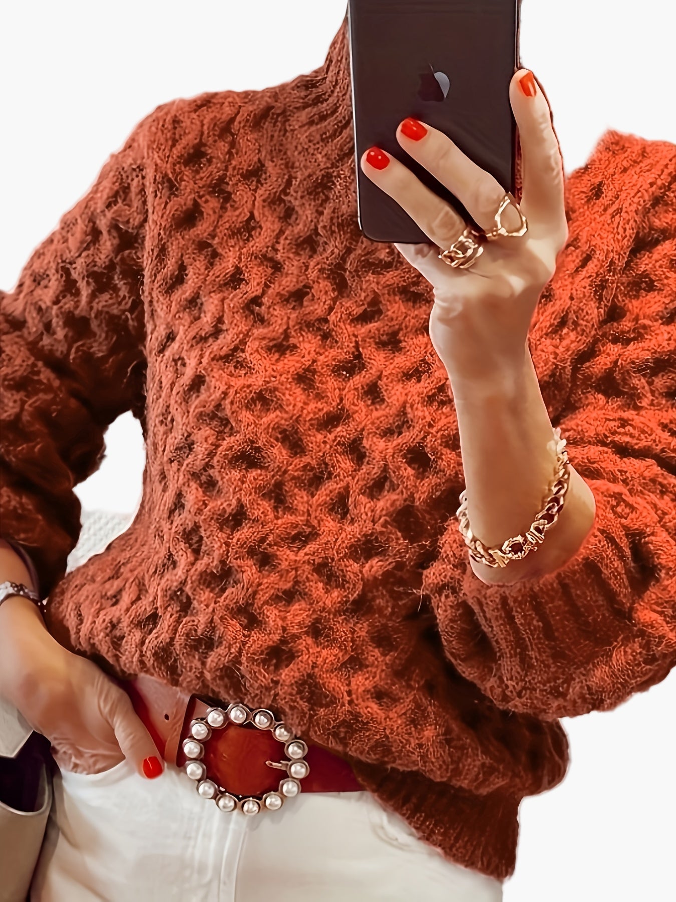 Damen Pullover Strickmode mit Strukturmuster für Herbst und Winter – Modischer Freizeit-Look