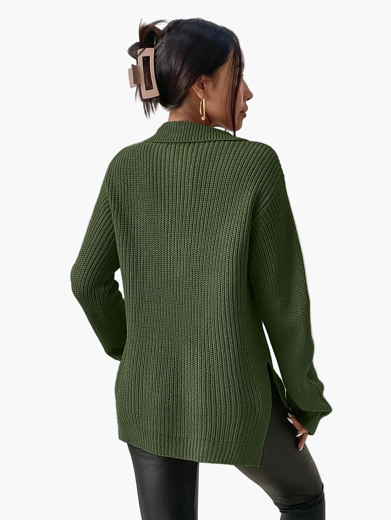 Damen Strickpullover mit Reißverschluss und hohem Kragen – Modischer Oversize-Pullover für Herbst und Winter