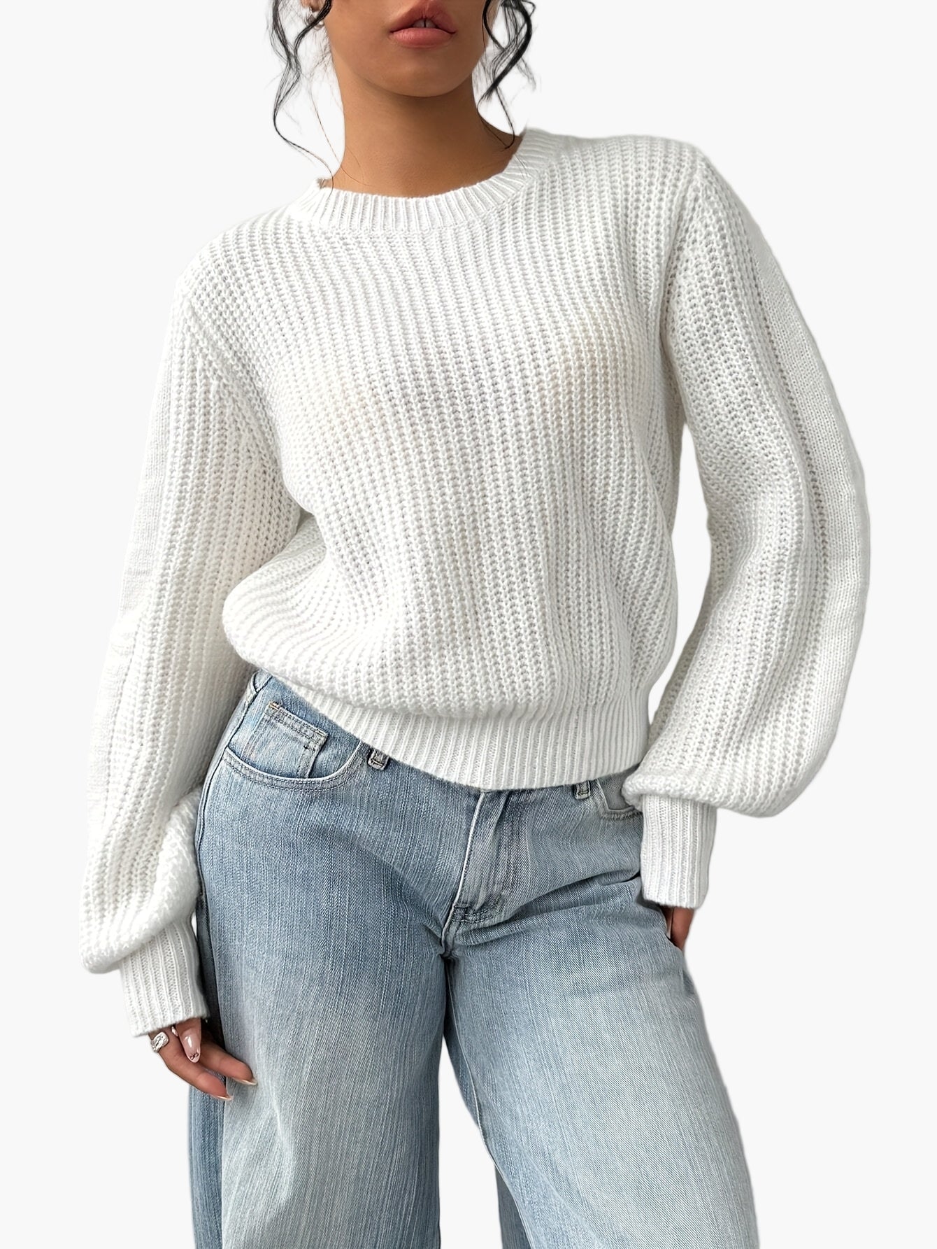 Damen Strickpullover mit Rundhalsausschnitt – Modischer Freizeit-Look für Alltag und Büro