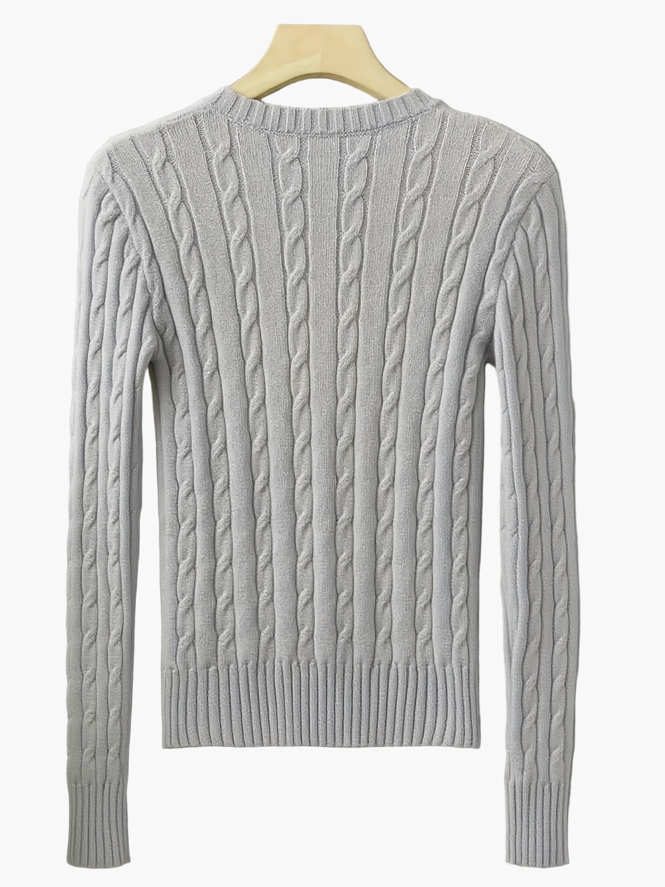 Damen Strickpullover mit Zopfmuster und V-Ausschnitt – Modischer Freizeitpullover für Alltag und Büro