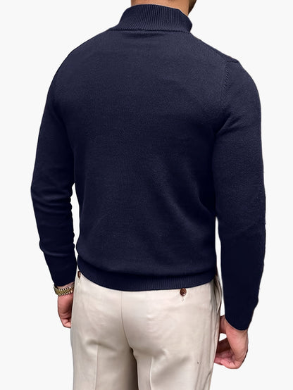 Men's Sweater with Stand-up Collar and Zipper – Elegant Business and Casual Look