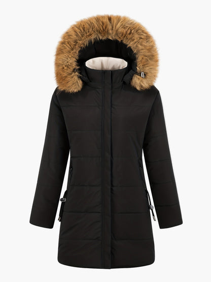 Damen Winterparka mit Kapuze und Kunstfellkragen – Stilvoller, warmer Alltagsmantel