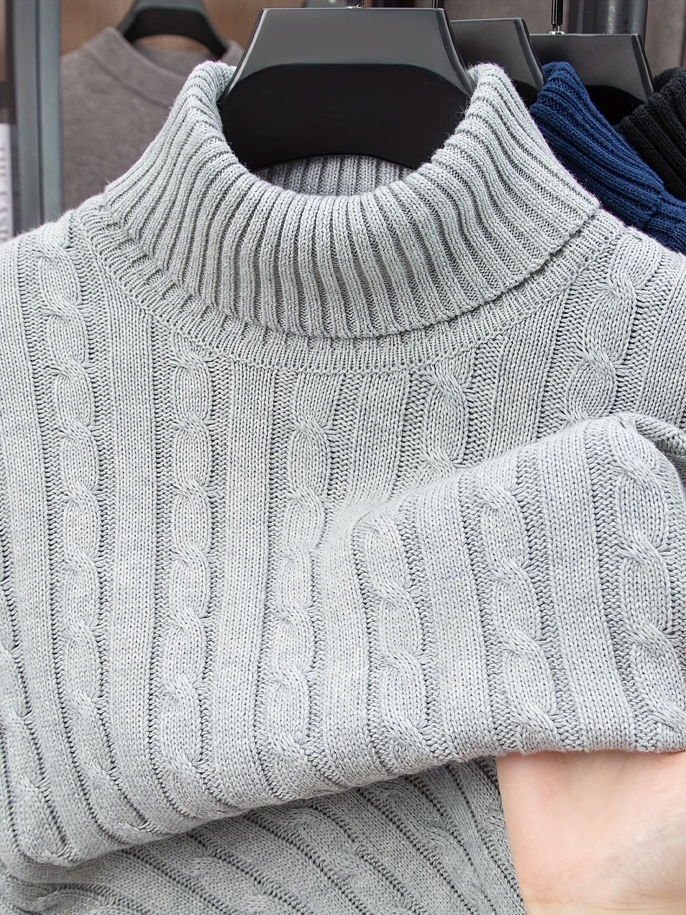 Men's Cable Knit Turtleneck Sweater – Stylish Knit Pullover for Everyday & Leisure