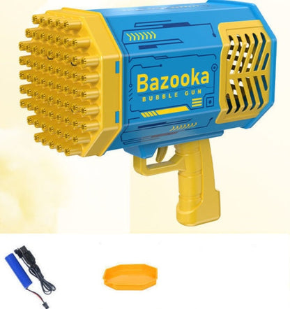 Kinder Bazooka Bubble Gun – Elektrische Seifenblasenpistole mit 69 Düsen, wiederaufladbar, für Jungen und Mädchen, Outdoor-Spielzeug