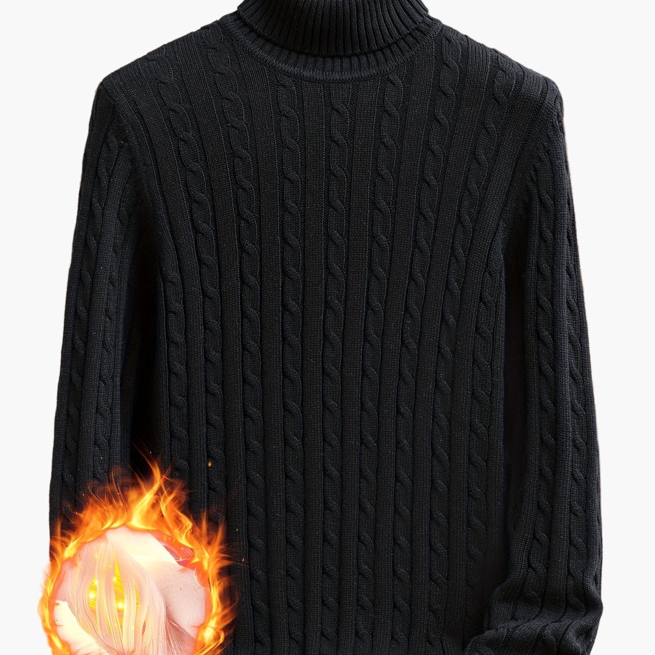 Men's Cable Knit Turtleneck Sweater – Stylish Knit Pullover for Everyday & Leisure