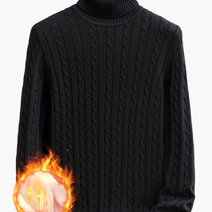 Men's Cable Knit Turtleneck Sweater – Stylish Knit Pullover for Everyday & Leisure