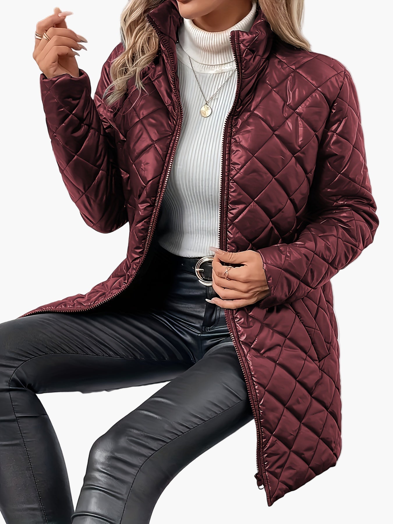 Women's quilted jacket with zipper – fashionable transitional jacket for everyday and leisure use