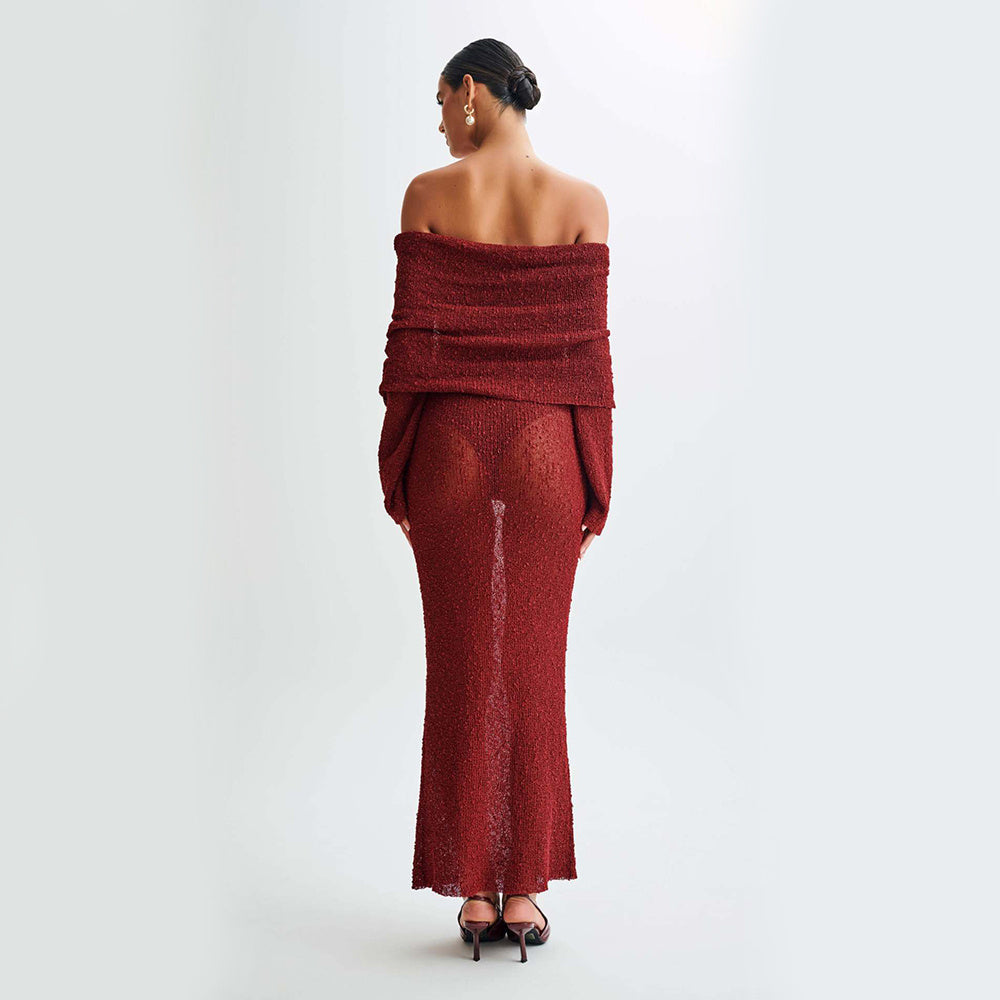 Jenny – Einseitiges Strickkleid mit langen Ärmeln für Frauen