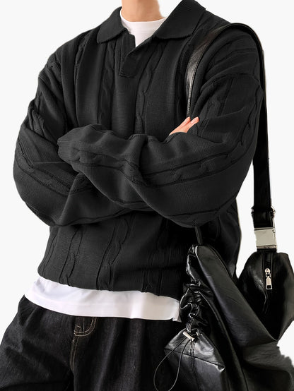 Men's Polo Knit Sweater in Casual Style – Fashionable Leisure Look for Everyday and Going Out