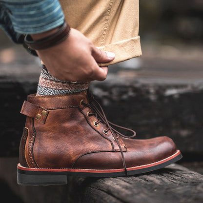 Aidan – Retro Herrenstiefel mit Schnürung und niedrigem Absatz