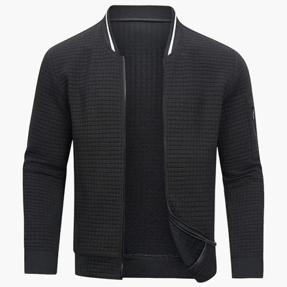 Men's bomber jacket modern urban casual jacket with check pattern and sleeve pocket