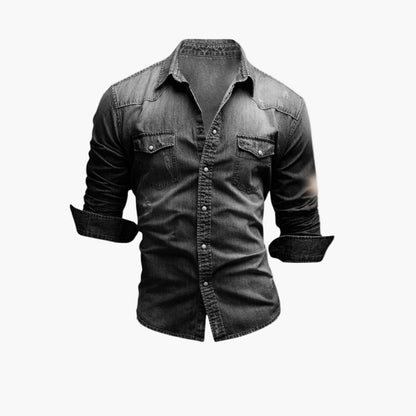 Men's Denim Western Shirt with Snap Buttons – Classic Casual Style for Men