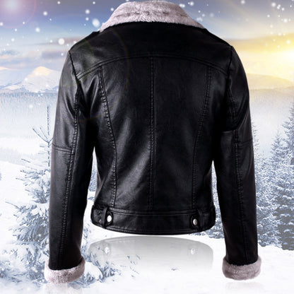Tracy – Langarmjacke mit Großem Revers und Dickem Veganen Leder