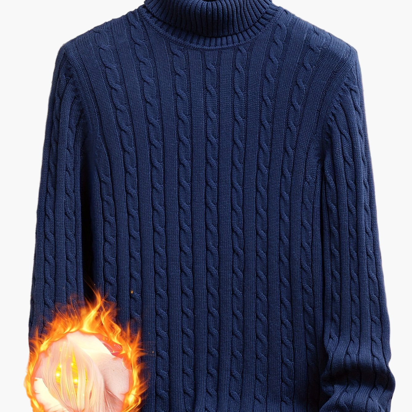 Men's Cable Knit Turtleneck Sweater – Stylish Knit Pullover for Everyday & Leisure