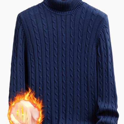 Men's Cable Knit Turtleneck Sweater – Stylish Knit Pullover for Everyday & Leisure