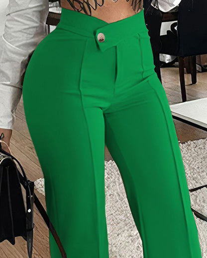Tracy – Gerade Damenhose mit Schnalle und modischem Uni-Design