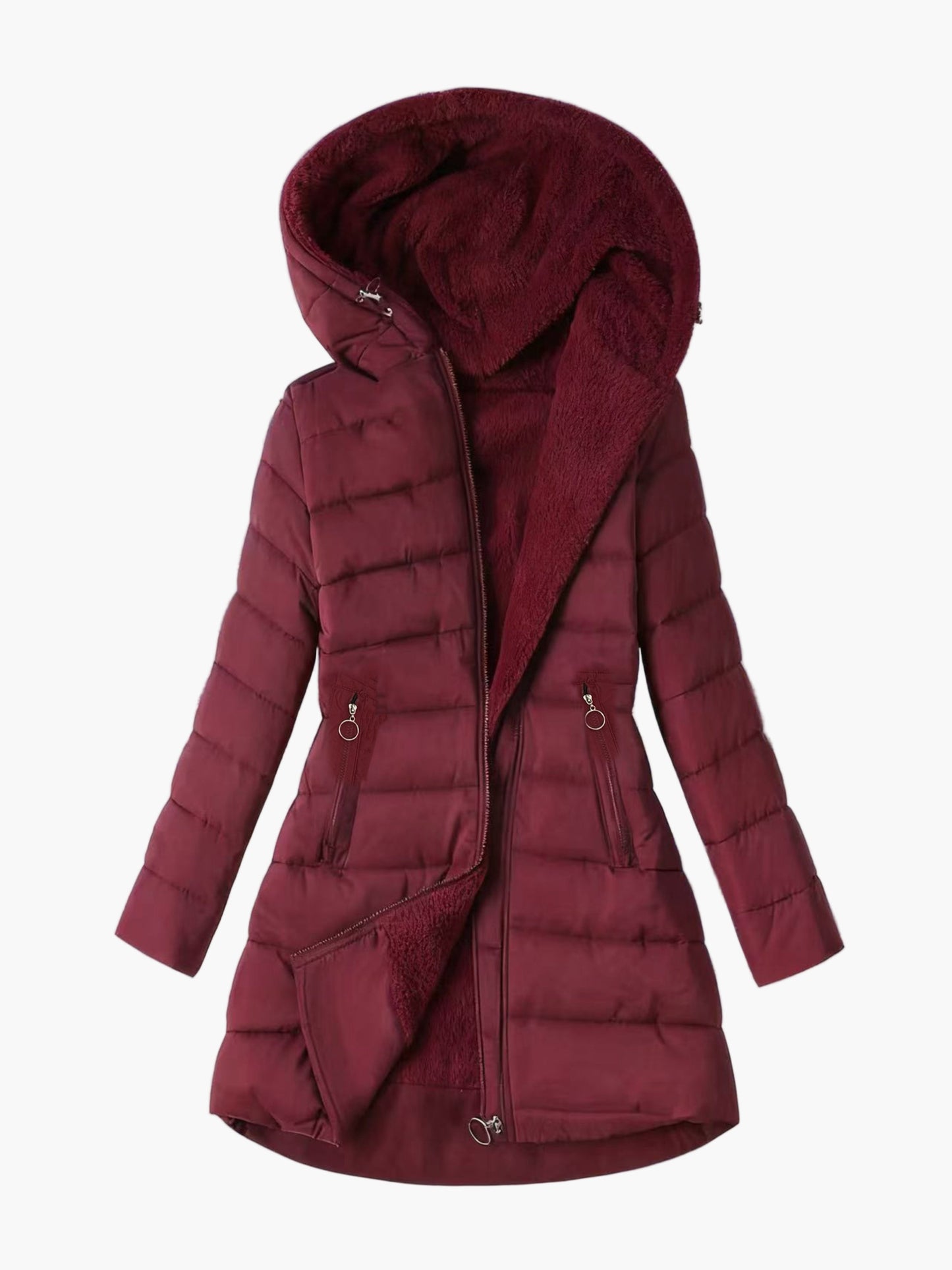 Women's quilted coat with hood – warm winter coat for everyday and leisure use