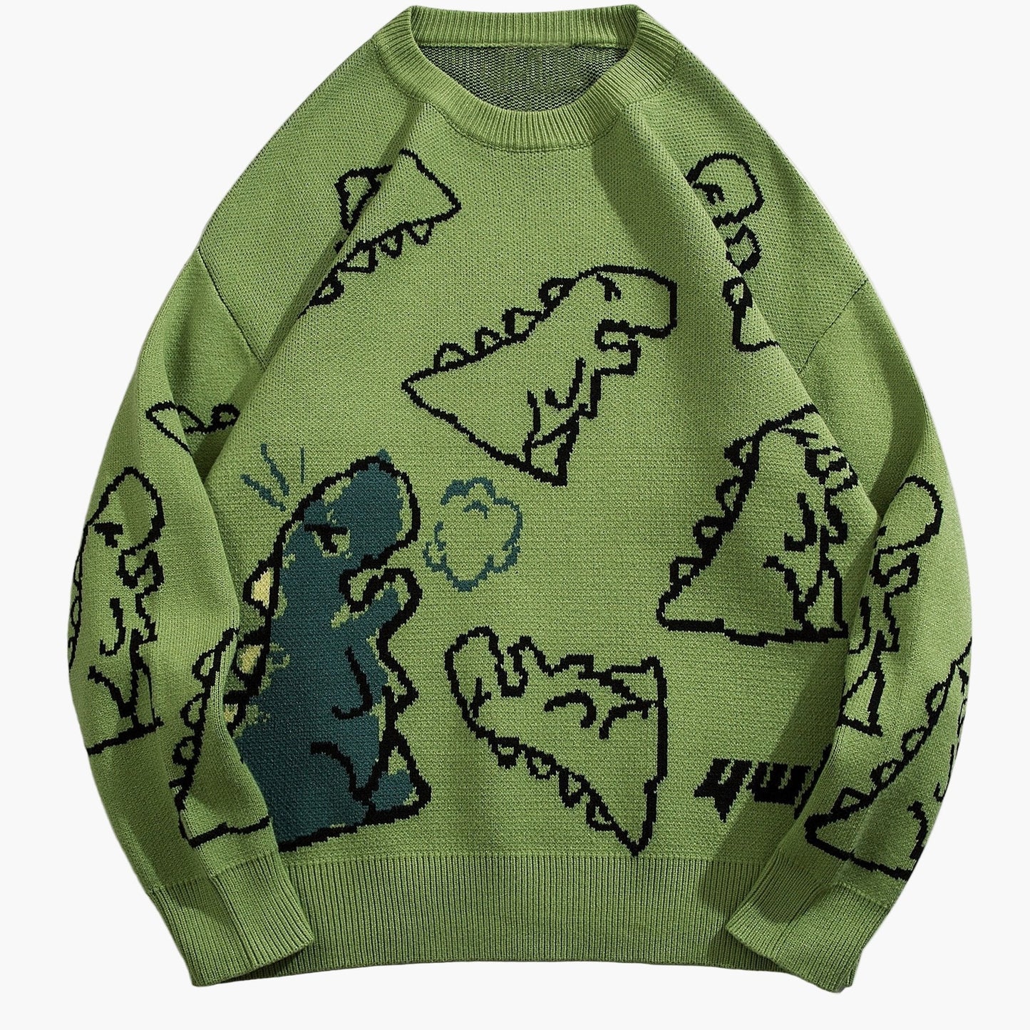 Men's sweater with cartoon dinosaur pattern, casual, oversized, ideal for autumn/winter