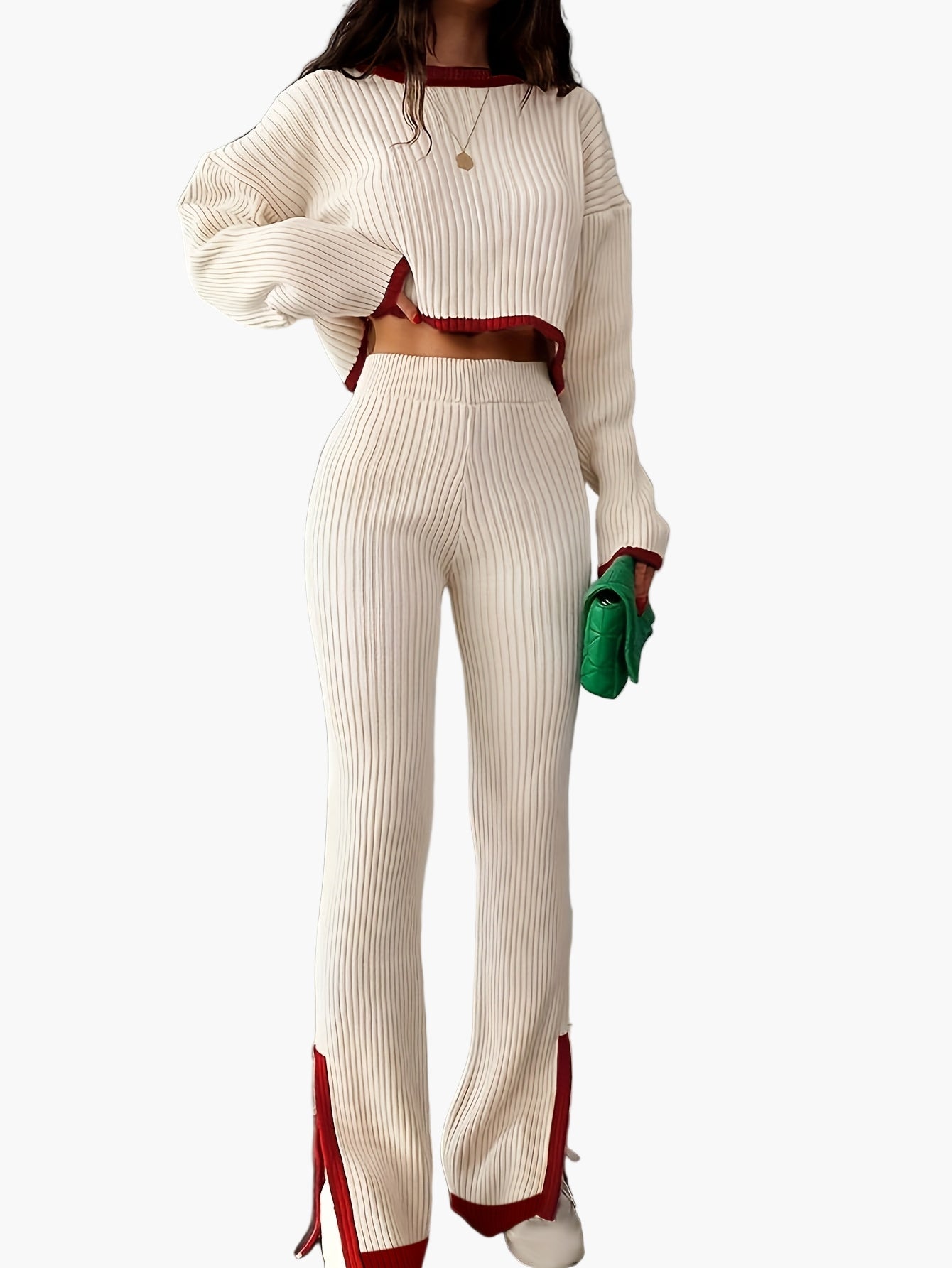 Women's Elegant Knit Two-Piece with Wide Leg – Fashionable Casual Suit for Autumn and Winter