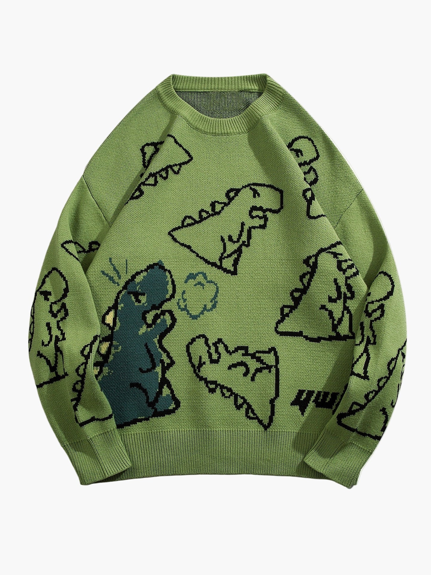 Men's sweater with cartoon dinosaur pattern, casual, oversized, ideal for autumn/winter