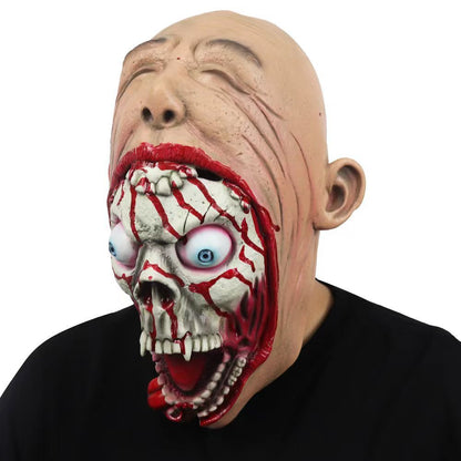 Halloween latex mask for adults – creepy big mouth skeleton horror mask – perfect for costume parties & decoration