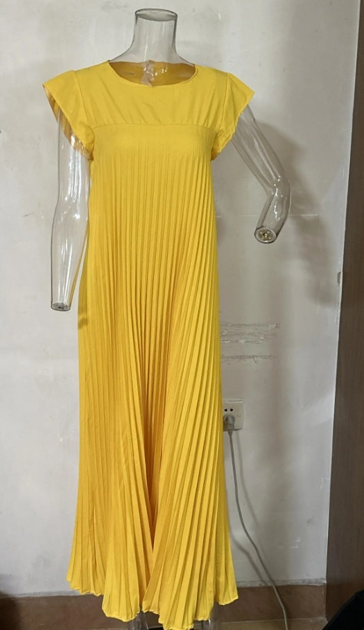 Samantha – Langes Sommerkleid mit kurzen Ärmeln und Falten