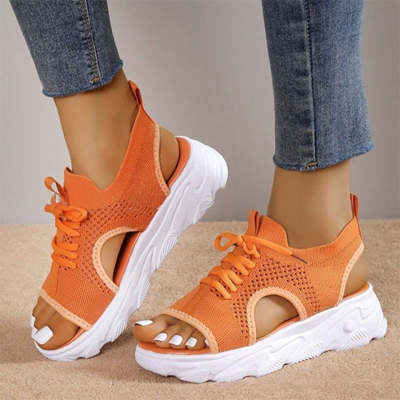 Anna – Modische flache Sandalen mit dickem Boden aus Netzstoff