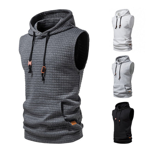 Lawrence – Ärmelloser Jacquard-Hoodie in einfarbigem Design