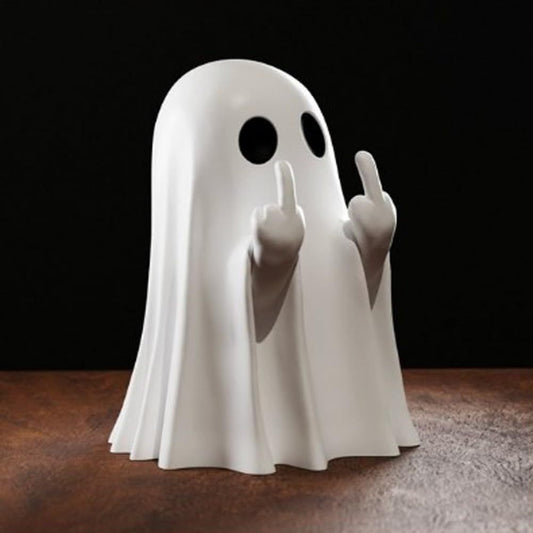 Halloween decoration figure ghost with middle finger – funny resin figure for spooky parties & decoration