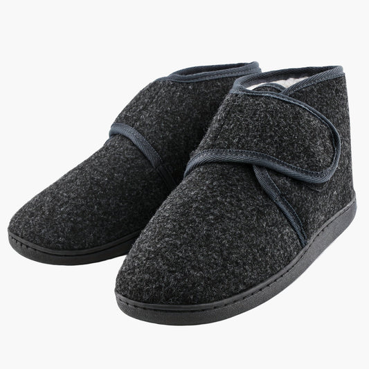 Men's Comfort Slippers with Velcro Closure and High Shaft – Comfortable Vintage Slippers for Every Day