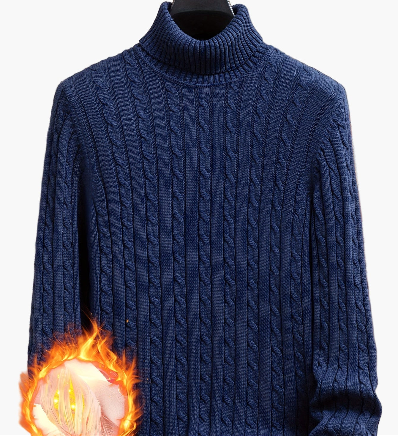 Men's Cable Knit Turtleneck Sweater – Stylish Knit Pullover for Everyday & Leisure