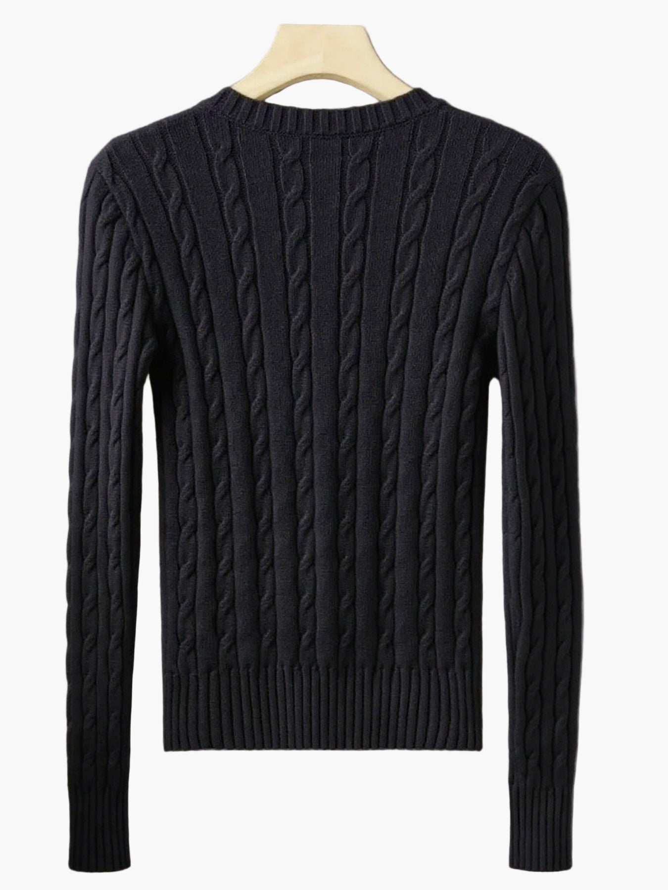 Damen Strickpullover mit Zopfmuster und V-Ausschnitt – Modischer Freizeitpullover für Alltag und Büro