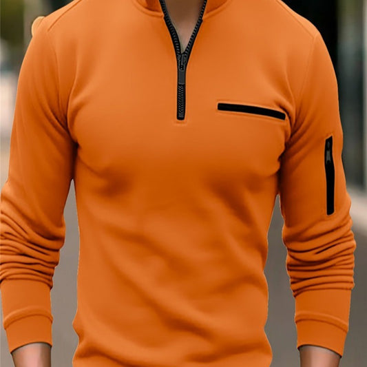 Herren Sportlicher Quarter-Zip Pullover mit Reißverschluss und Langarm – Athleisure Oberteil für Training und Alltag