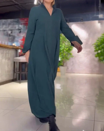 Damen Maxikleid Lockerer Schnitt Modernes Freizeit- und Alltagskleid mit Schlitzdetails