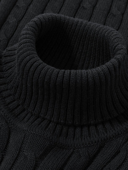 Men's Cable Knit Turtleneck Sweater – Stylish Knit Pullover for Everyday & Leisure