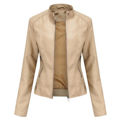 Georgina – Dünne Vegane Jacke mit Stehkragen im Slim-Fit