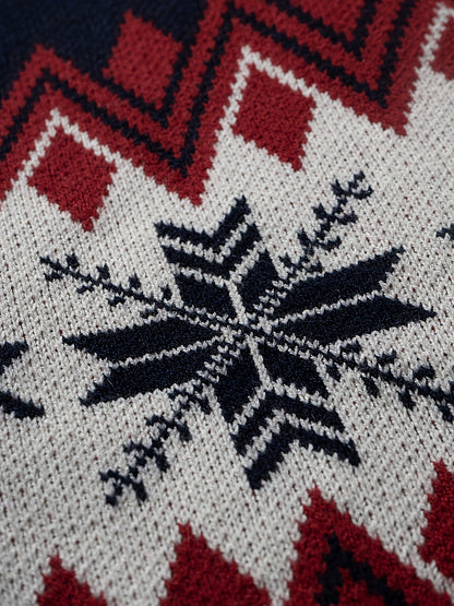 Men's Christmas Sweater with Reindeer and Snowflake Design – Classic Winter Style for Festive Occasions